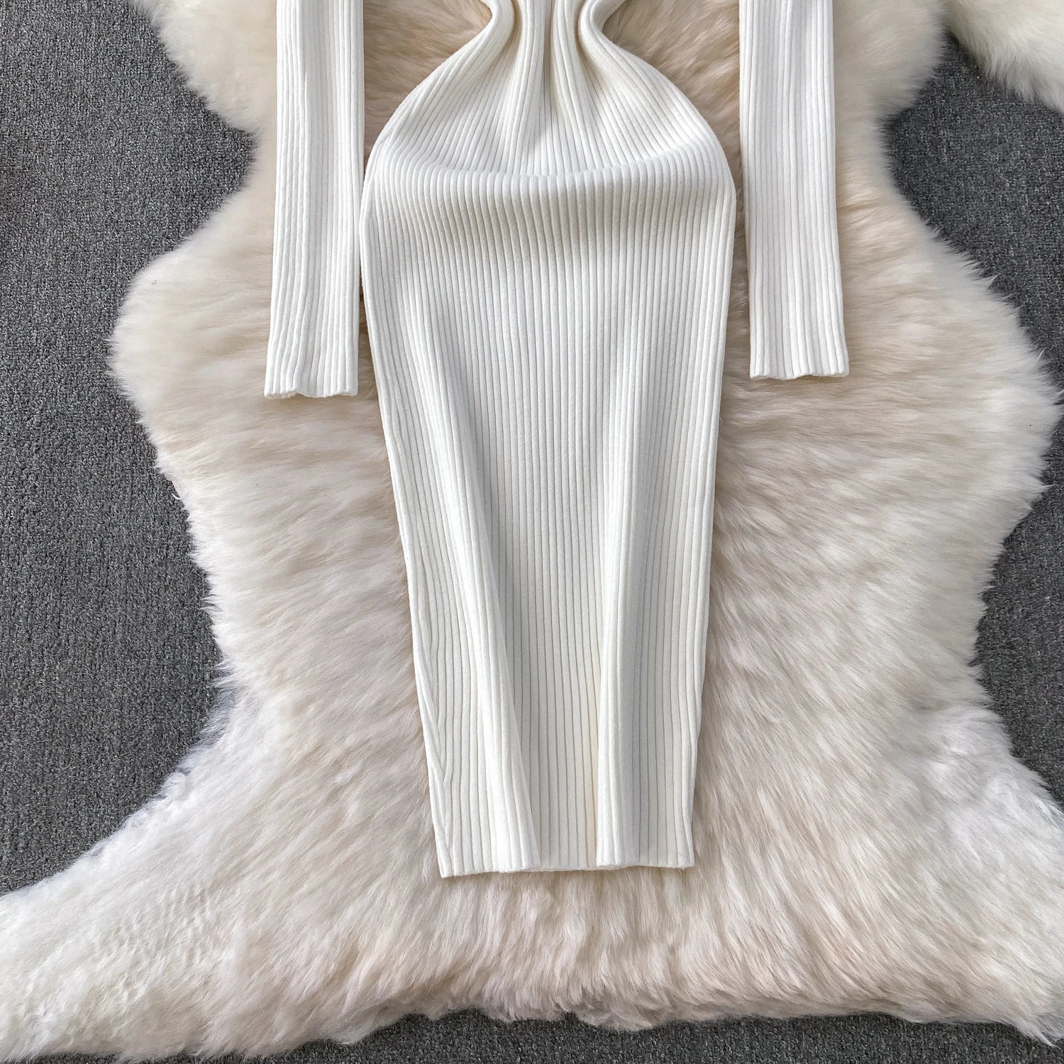 Women Winter Turtleneck Knittign Dress Stretch Slim Long Sleeve Soft Knitwear Dresses Female Casual Lining Simple Bottom Vestido