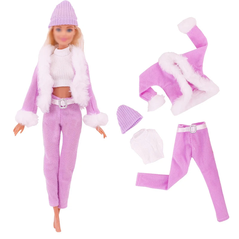 Skiing Accessories for Girl and Ken Doll Family Doll Clothing Casual Winter with Scarf Wool Hat Accessories for 11.5 Inches
