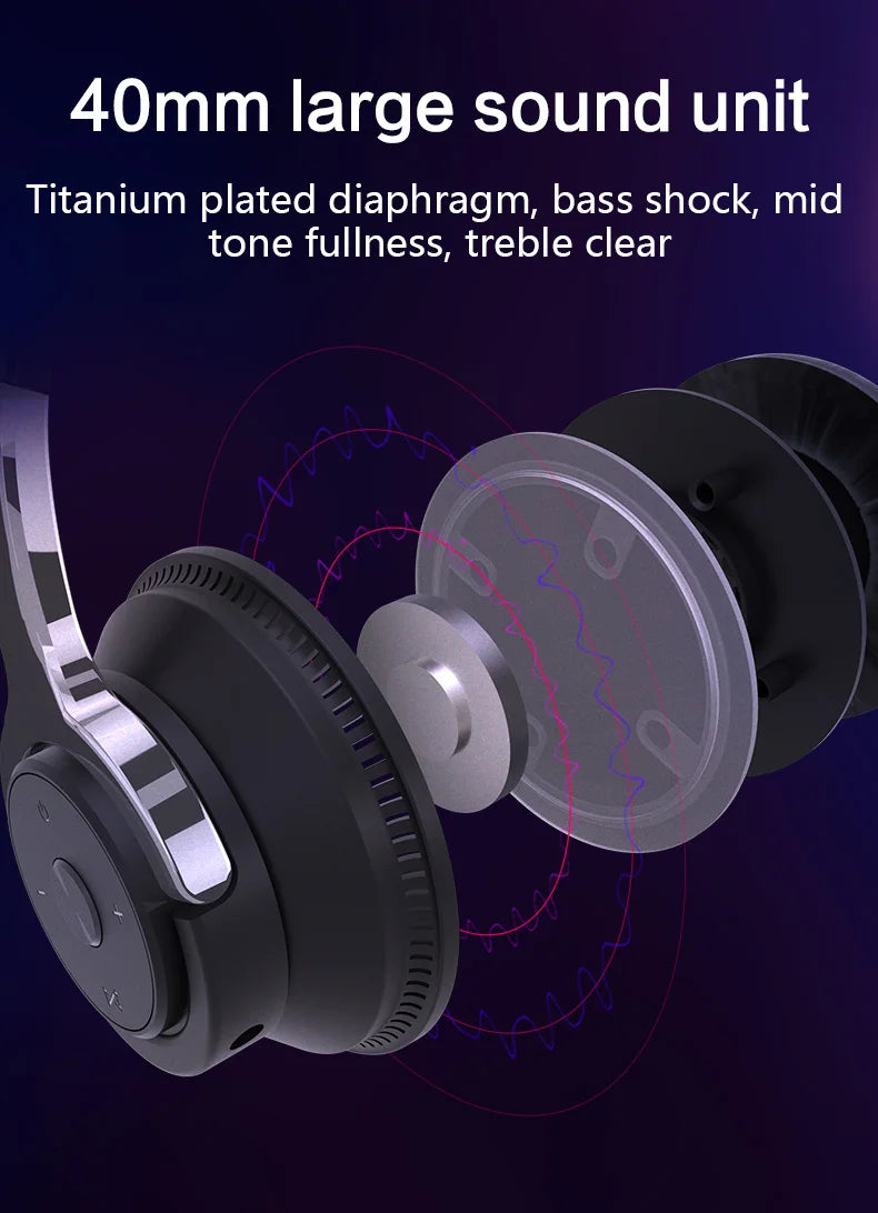 Bluetooth Headphone Wireless Earphone H2 Max Headsets Foldable Shock Bass Stereo Earbuds Support TF FM For Xiaomi iPhone Airpids