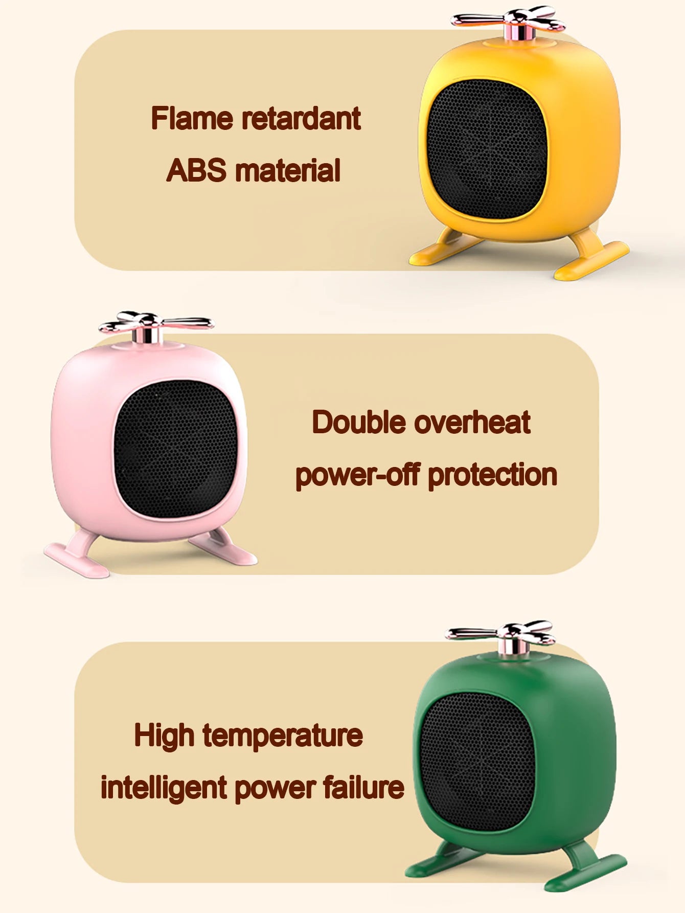 Mini portable heater novelty little cute low noise desktop room portable plug-in electric fan heater home home office winter