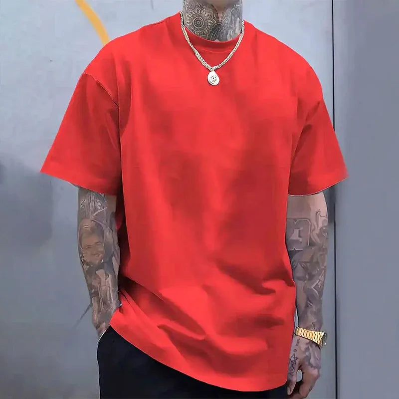 Men's T-shirts High Quality 100% Cotton Short Sleeve 2025 Male Urban Fashion Solid Color Tees Home Outdoor Comfort Soft Cool Top