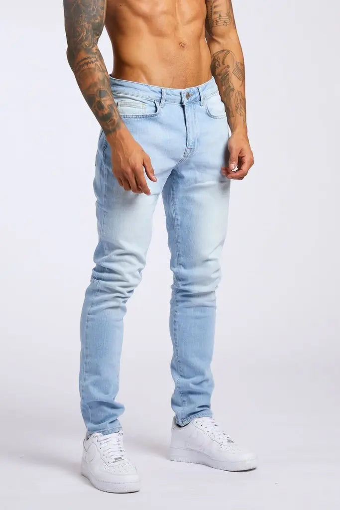 2025 New style denim men's pants, Instagram trend, black slim-fit high-waisted denim jeans for men