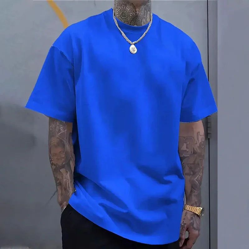 Men's T-shirts High Quality 100% Cotton Short Sleeve 2025 Male Urban Fashion Solid Color Tees Home Outdoor Comfort Soft Cool Top