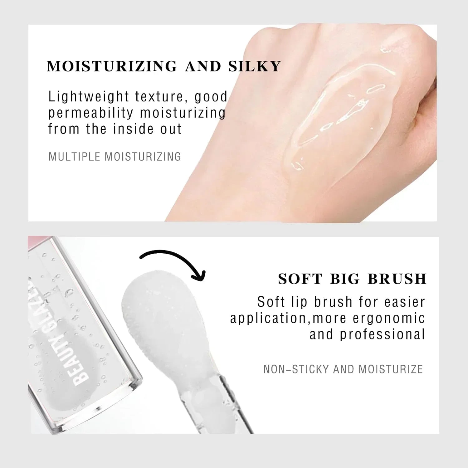 BEAUTY GLAZED Black Transparent Lip Gloss,Nourishing, Anti-aging, Brightening Lips, Lip Care Oil ﻿