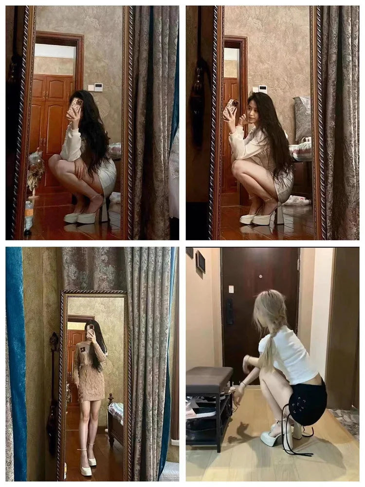 Outdoors Women's Shoes Platform Solid Color New 2024 Hot Sale summer Shallow Mouth Buckle Round 9cm high heels Shoes for Women