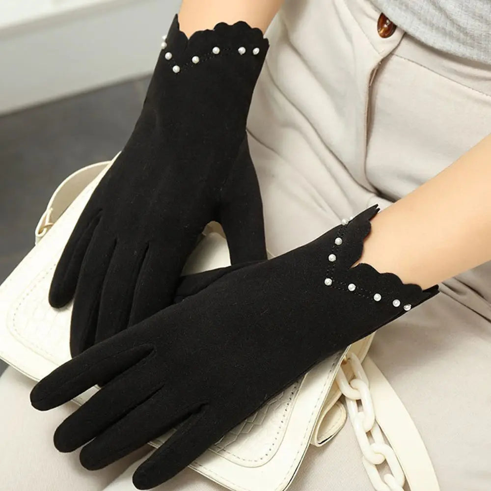 Winter Accessories Full Finger Cold Protection Pearl Women's Gloves Touch Screen Gloves German Fleece Korean Style Mittens