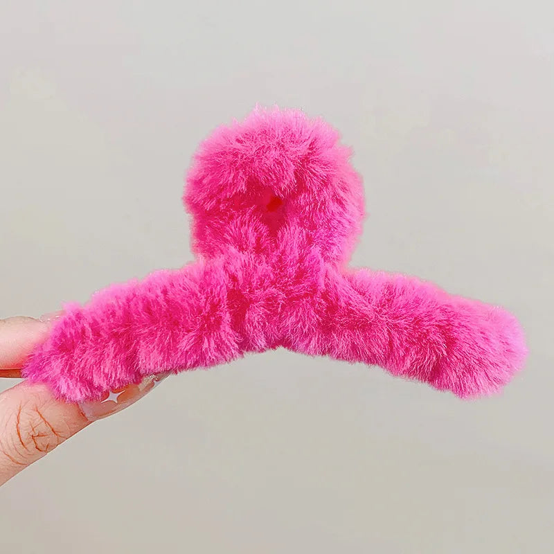 Autumn and Winter Plush Claw for Women Elegant Acrylic Crab Barrette Hairpin Girl-Hair Accessories Furry Headwear Hair Claw Clip