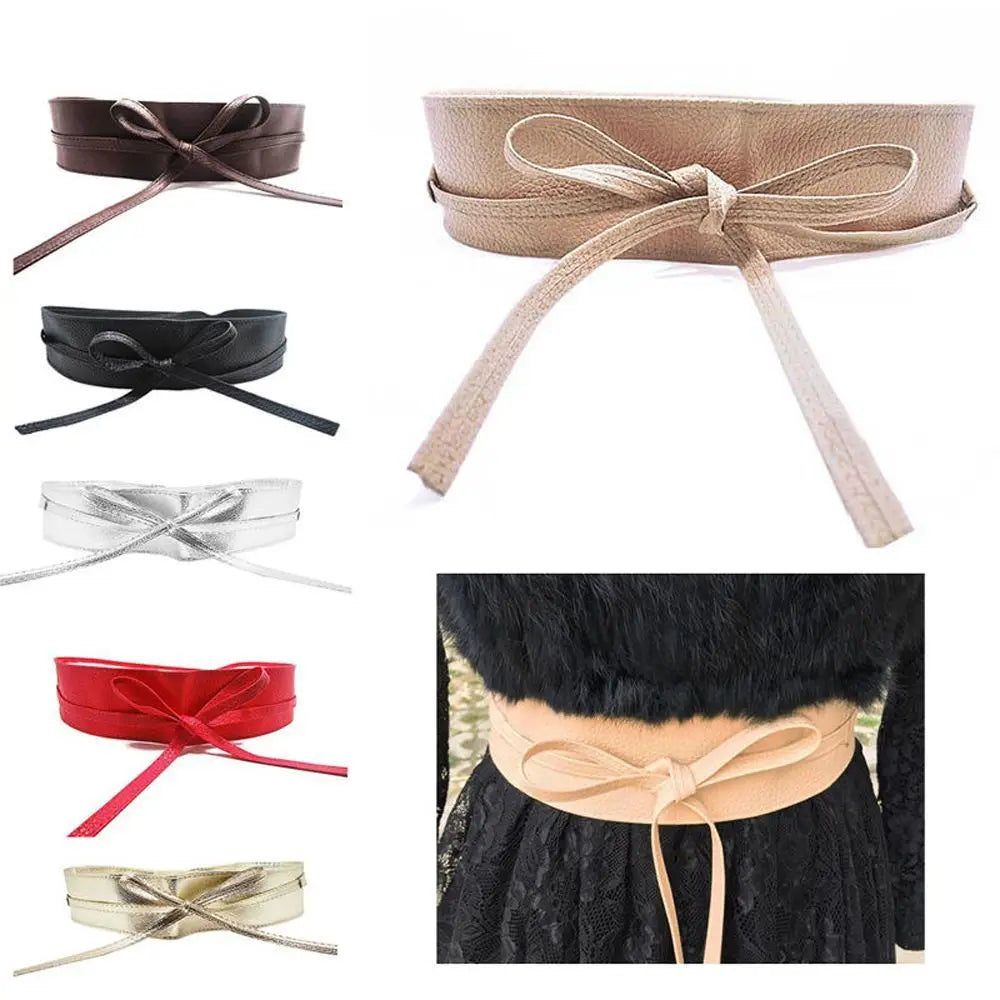 Dress Accessories for Female Cummerbunds Wide Self Tie Wrap Around Waist Band Elegant Bow Belt Ladies  Girls Belt Dress Belt