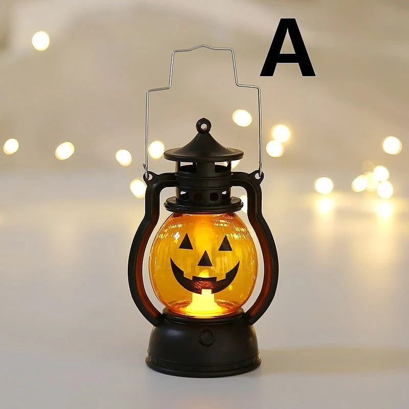 Halloween LED Pumpkin Lantern Decoration, Halloween Party Retro Lamp, Horror Ghost Festival Bar Haunted House Haloween Ornament