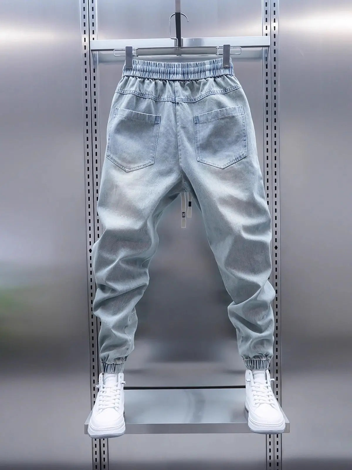 Waed Denim Jeans Men's Spring Autumn Large ket Harlan Casual Pants Blue Trendy Trousers Straight Leg Loose Fit Jeans