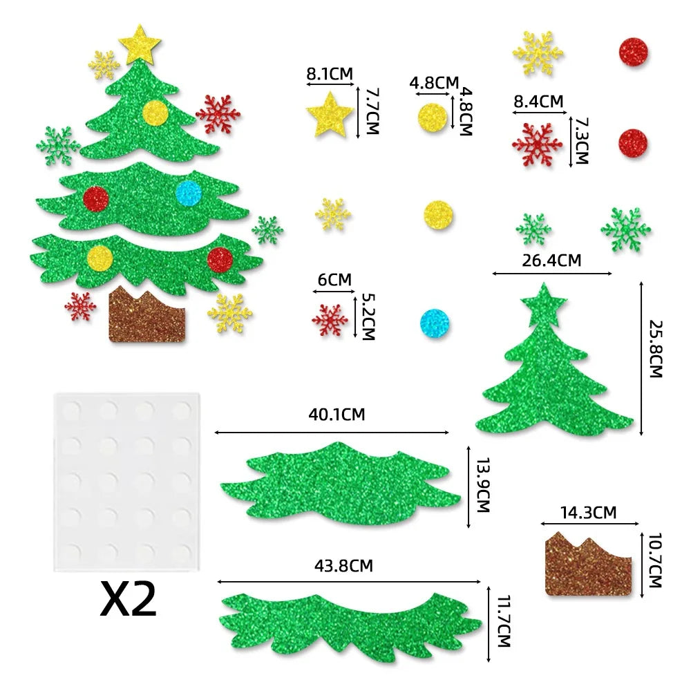 Christmas Felt Door Stickers Christmas Xmas Snowman Santa Claus Xmas Tree Gingerbread Man Door Decals Decor Window Door Decor