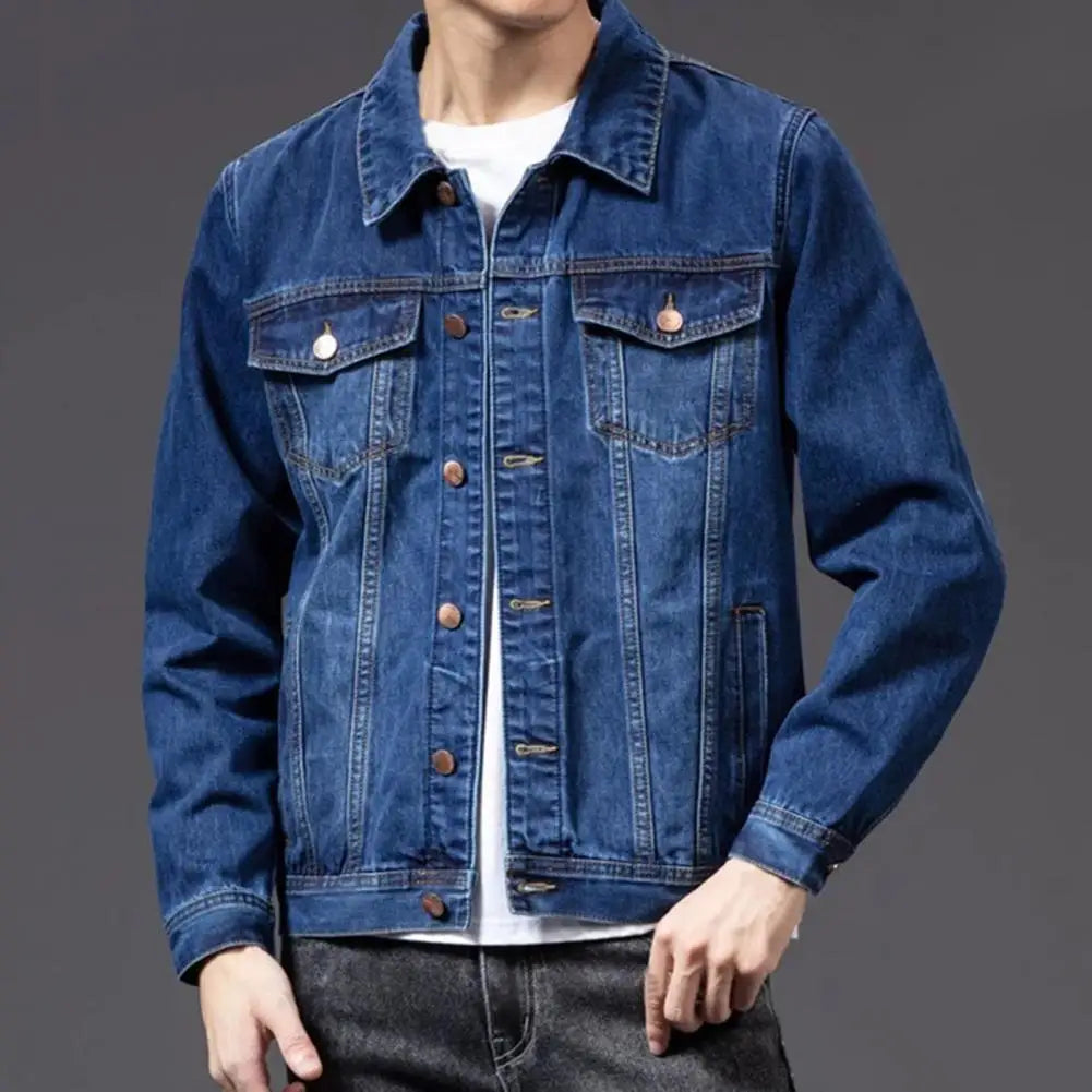 Denim Jackets for Men Coat Navy Blue Men Jacket Single-breasted Cardigan Denim Coat Male Jacket chaquetas hombre куртка мужская