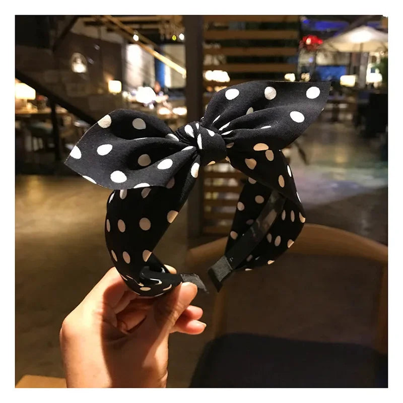 Hair Accessories Women's Headband Bow Knot Sweet Korean Style Polka Dot Hairband Cute Hair Hoop Headwear Headdress Girl Gifts