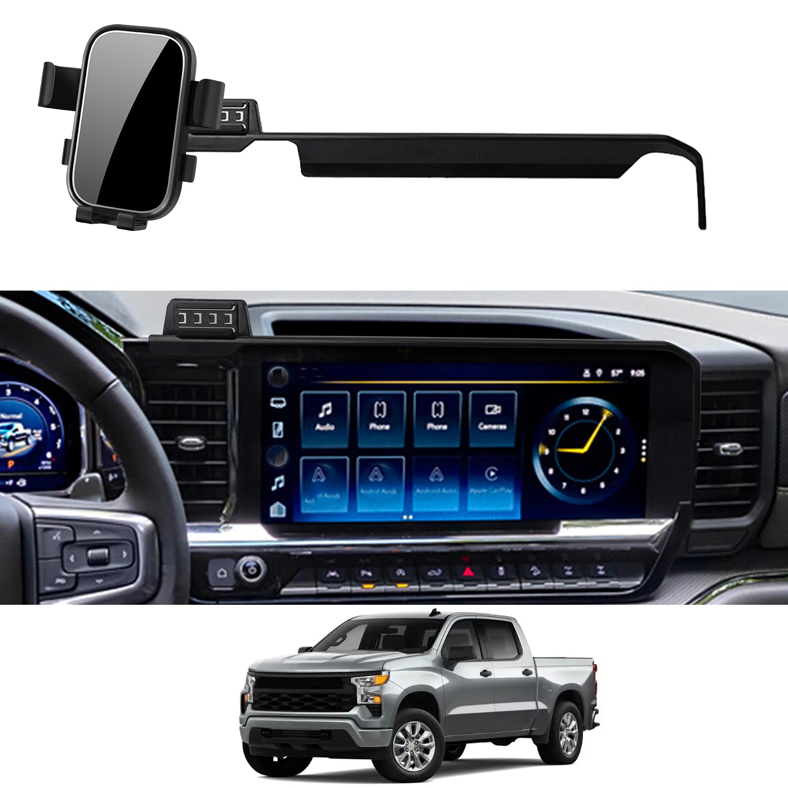 Car Mobile Phone Holderfor Chevy Chevrolet Silverado 2022 2023 2024 2025 GPS Bracket Navigation Stand Auto Accessories