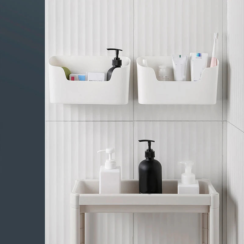 Kitchen Wall-mounted Adhesive Storage Rack Multifunctional Cabinet Door Storage Box Under Sink Drawer Shelf Bathroom Organizer