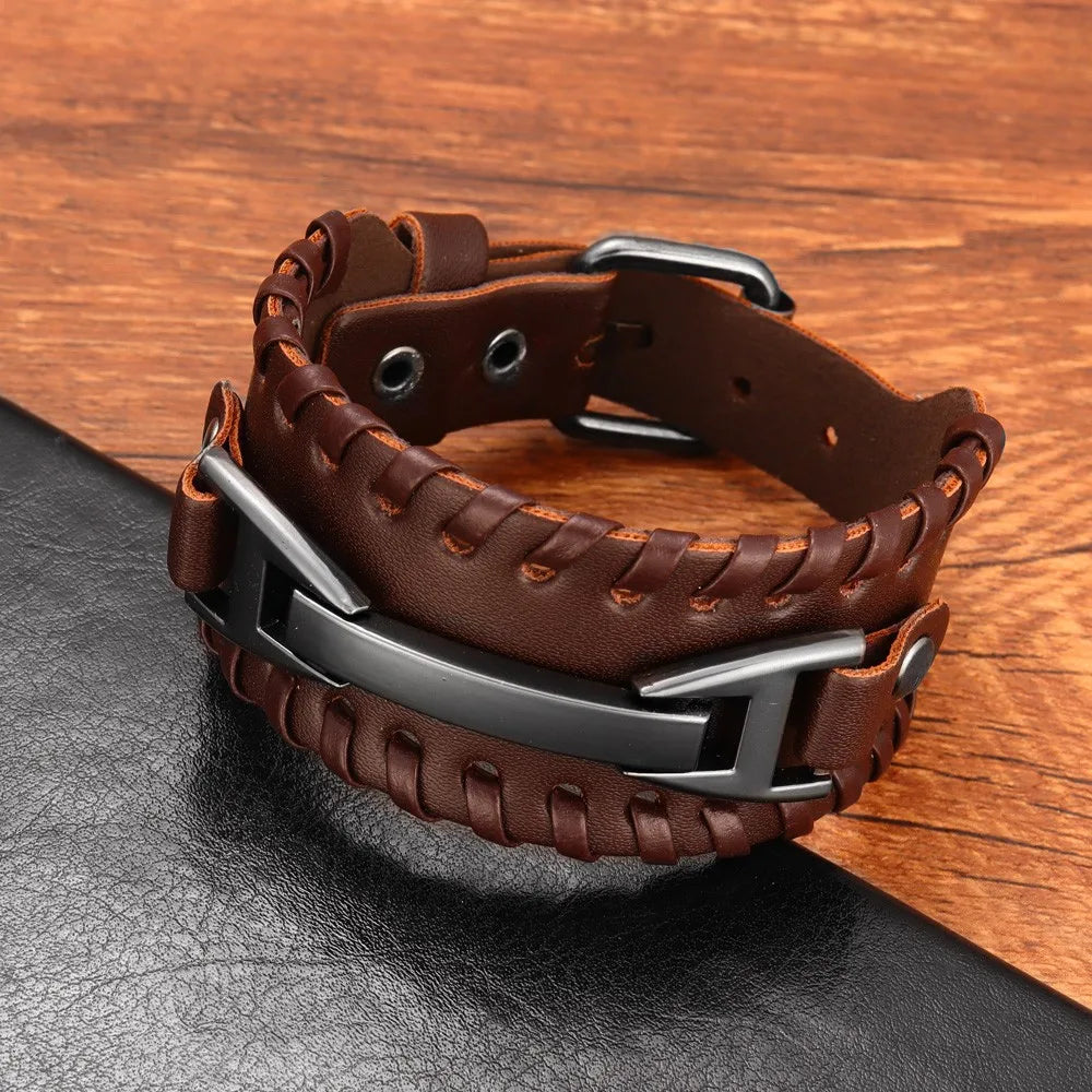 Fashion Punk Leather Bracelet for Men and Women, Small Personality, Retro Couple Accessories, Bracelet, Casual Wrist Strap