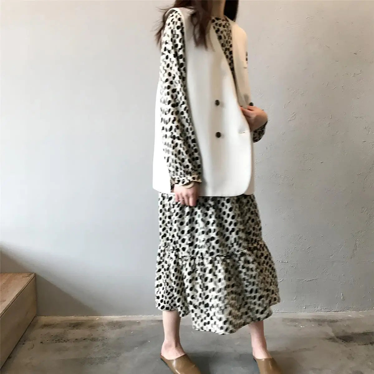 Women's Suit Vest 2025 Spring Autumn New Outerwear Briti Sle Loose plus Size Outerwear oulder Pad Vest Jaet