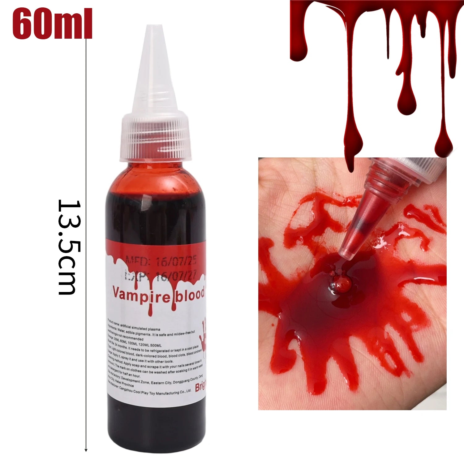 Halloween Fake Makeup Blood DIY Cosplay Prank Emulation Props Person Plasma Horror Festival Party Decorations 30/60/100/200ML