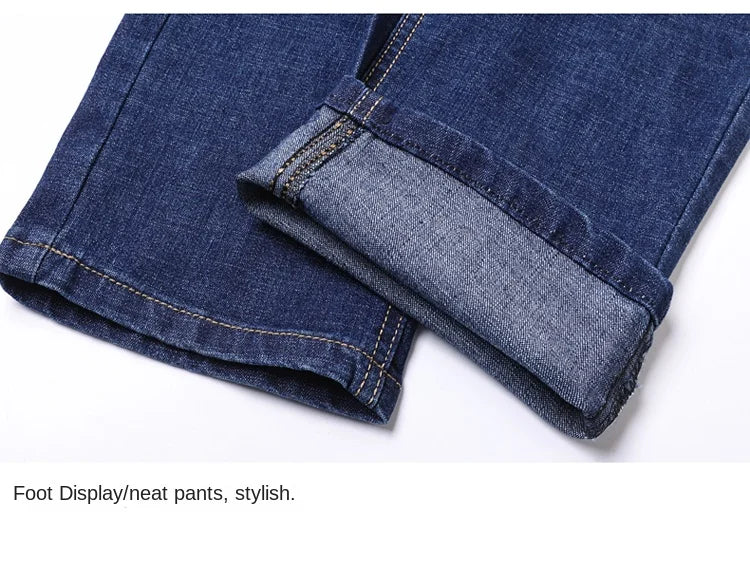 2024 Denim Jeans Casual Fashion Business Pants Classic New Arrivals Elastic Regular Fit Straight Trousers
