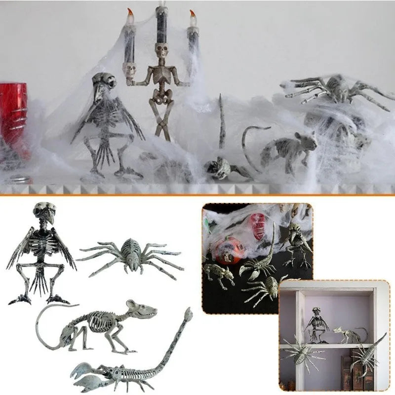 Halloween Animal Skeleton Decration Horror Mouse Skeleton Simulation Realistic Bones Scary Halloween Party Props
