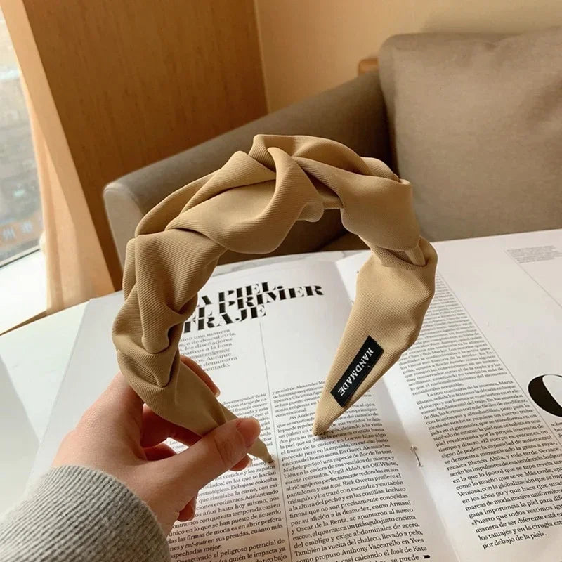 2023 New Fashion Women Girls Hair Accessories Wide Side Classic Hairband Solid Color Casual Headband Adult Headdress