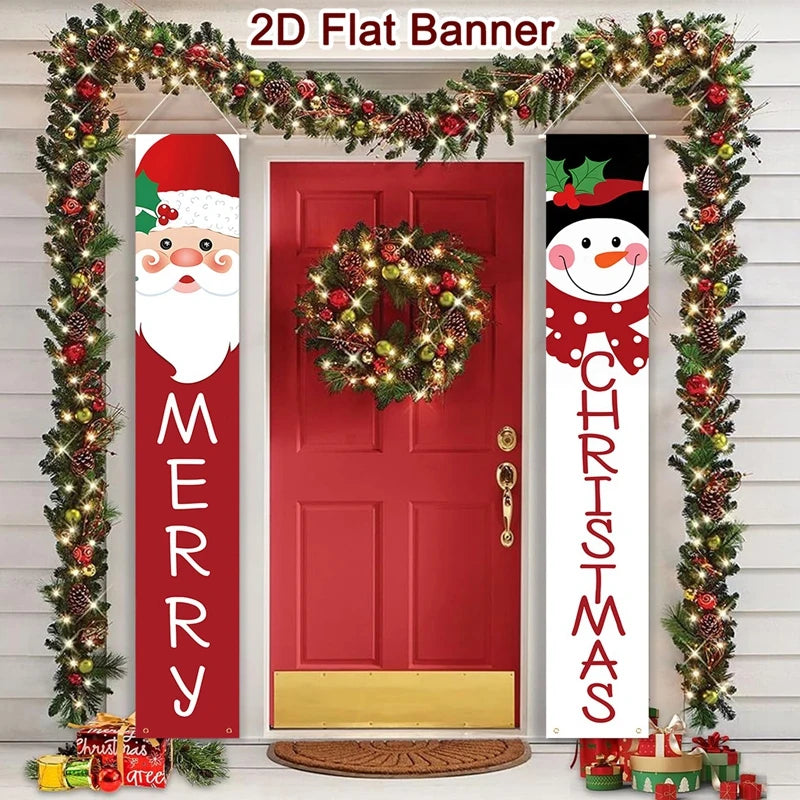 Christmas Door Decoration 2025 Merry Christmas Banner Decor for Home Hanging Xmas Ornament Navidad Happy New Year Gift 2026