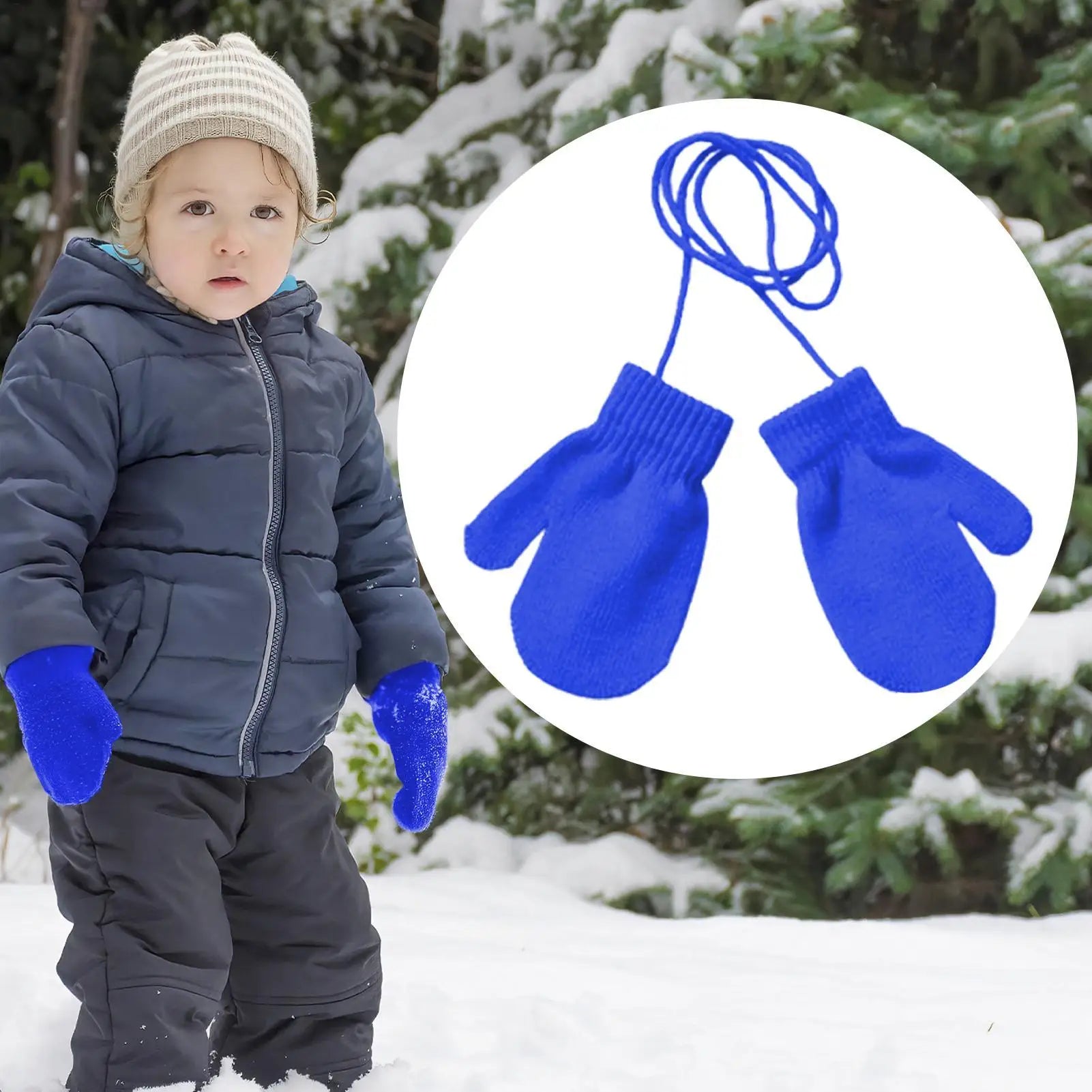 Winter Ski Gloves for Children Windproof Thickened Knitted Gloves Comfortable Warm Mittens Boys Girls Snow Warm Accessories