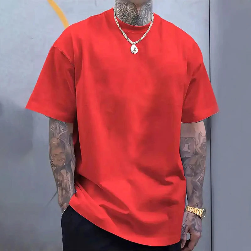 Men's T-shirts High Quality 100% Cotton Short Sleeve 2025 Male Urban Fashion Solid Color Tees Home Outdoor Comfort Soft Cool Top