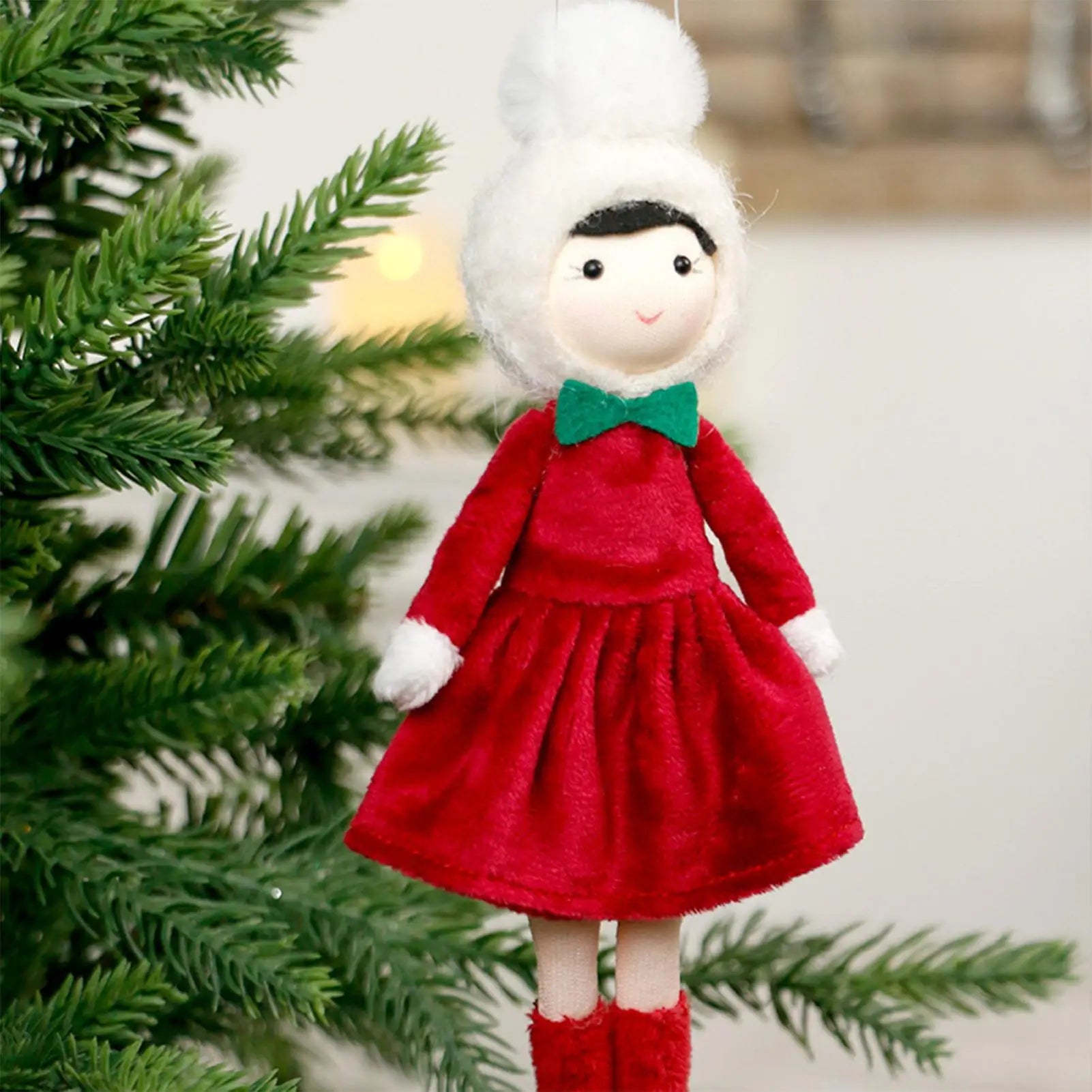 Christmas Tree Ornaments Christmas Tree Plush Pendant Toys Ornaments Cute Decor for Wreath Shelf Table Fireplace Window Entryway