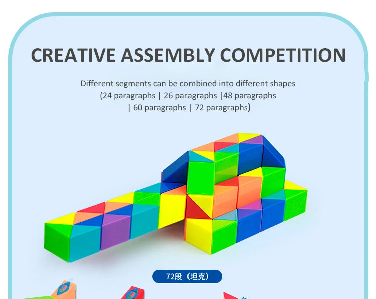 3D Puzzle Fidget Toys Transformable Cube Kid Education Toys Cubo Magico 24-72 Segments Magic Rule Snake Speed Cubes Toys for Kid
