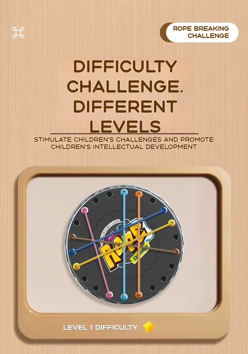 Kid Rope Knots Puzzle Board Game Color Line Twisted Connected Ropes  Table Game Parent Child Interactive Toy Birthday Present