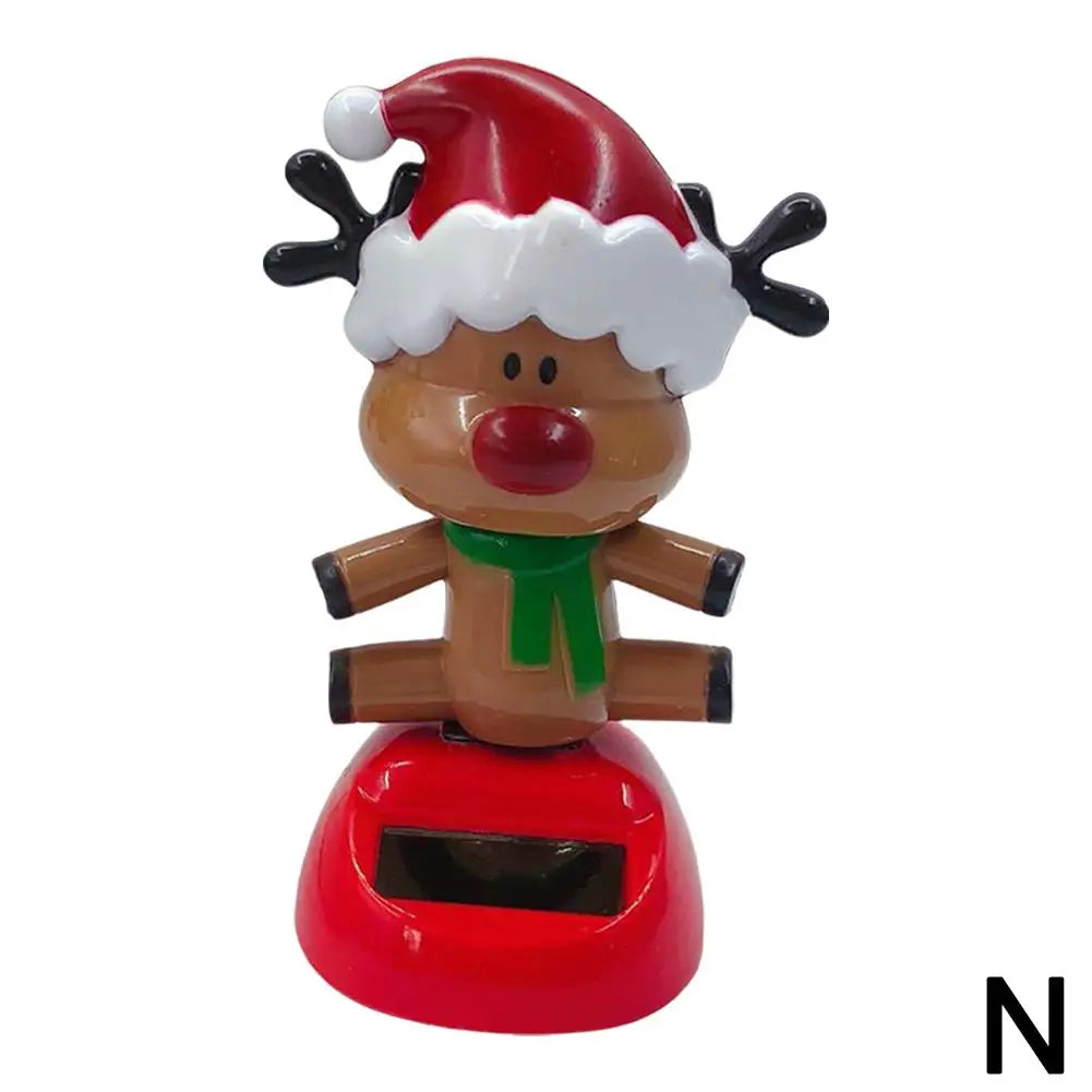 Christmas Car Decoration Solar Dancing Santa Claus Car Ornament Tree Elk Snowman Bobblehead Doll Merry Christmas Gift Accessory