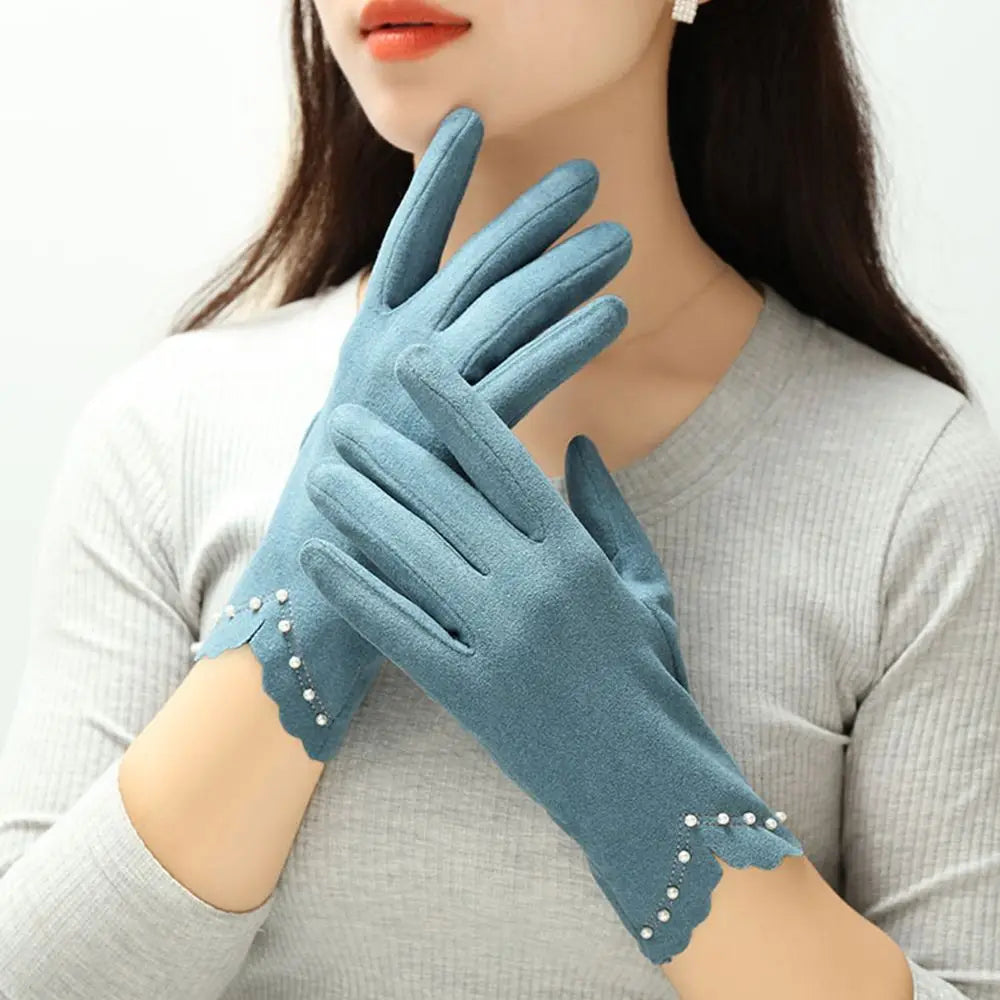 Winter Accessories Full Finger Cold Protection Pearl Women's Gloves Touch Screen Gloves German Fleece Korean Style Mittens