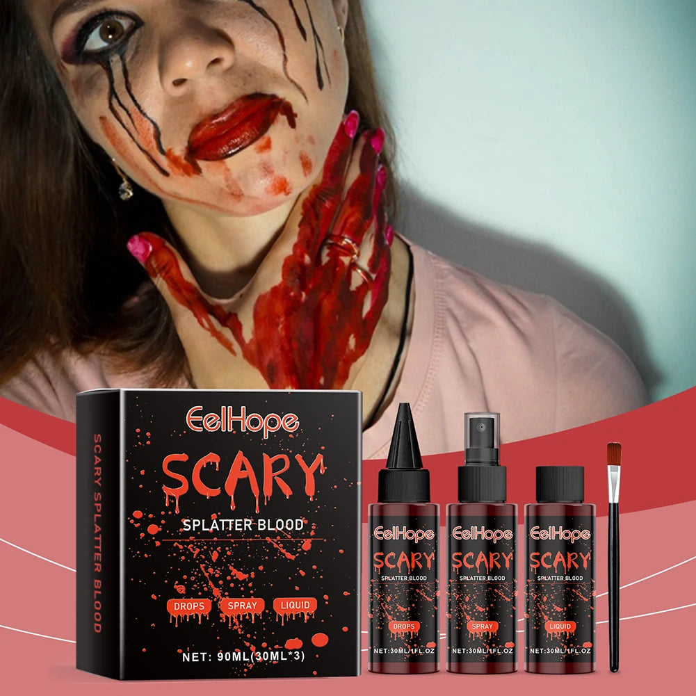 Halloween Fake Blood Makeup Kit Realistic Special Effect Makeup Kit Long Lasting Fake Blood SFX Makeup Kit for Cosplay Dress Up