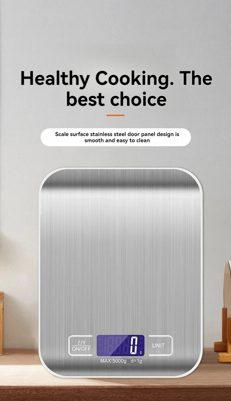 Electronic Digital Kitchen Scale  LED Display 10kg 5kg/1g Stainless Steel Panel Scales Home Jewelry Food Snacks Weighing Tools