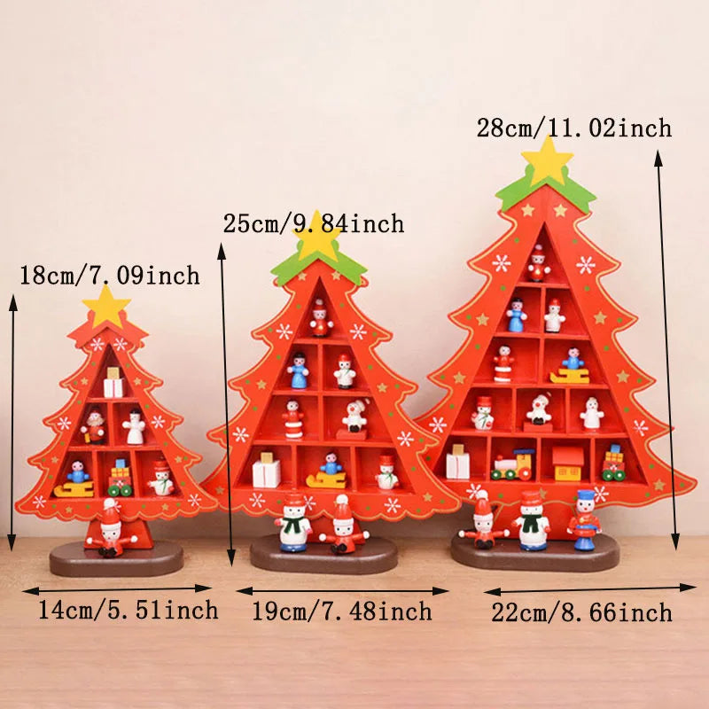 Christmas Decorations Wooden Christmas Tree Creative Scene Layout Ornaments Three-dimensional Red Xmas Table Desktop Decoration