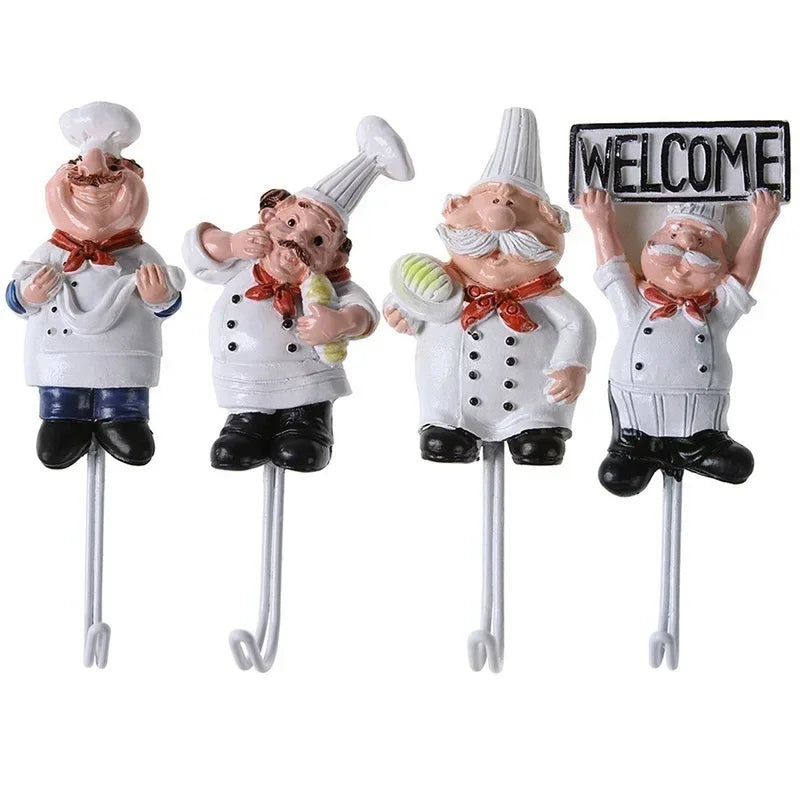 Kitchen Creative Chef Cartoon Storage Rack Hooks Wall Hanger Kitchen Hooks for Utensils