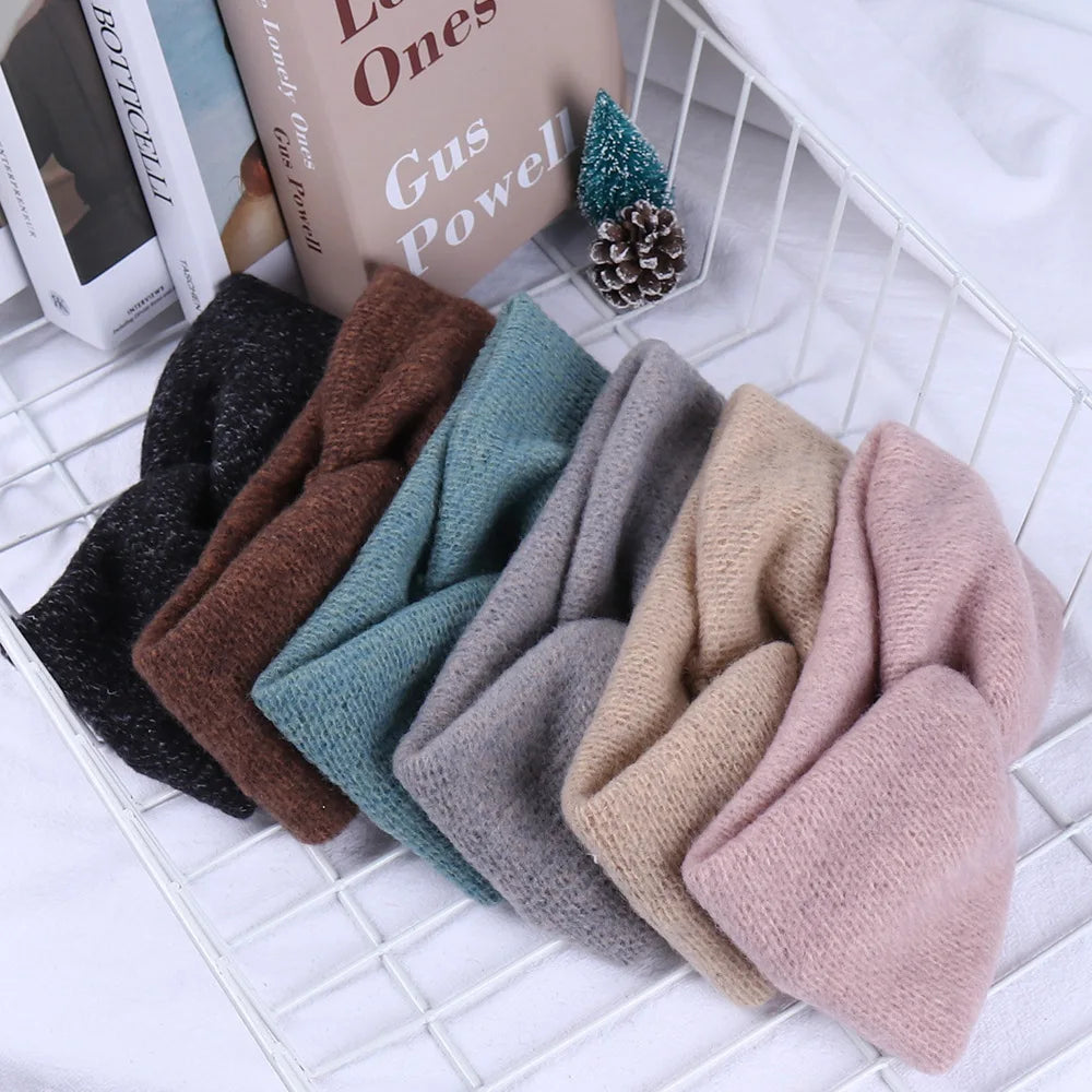 Winter Warm Cross Knot Headbands For Women knitting Elastic Hair Bands Turban Woolen Warm Crochet Headband Hair Accessories