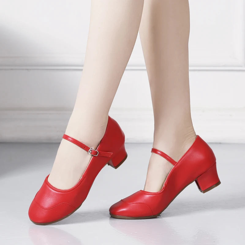 Dance Shoes for Woman Girls Ladies Latin Ballroom Modern Salsa Practise Dancing Shoes Closed Toe Square Dance Soft Rubber Sole