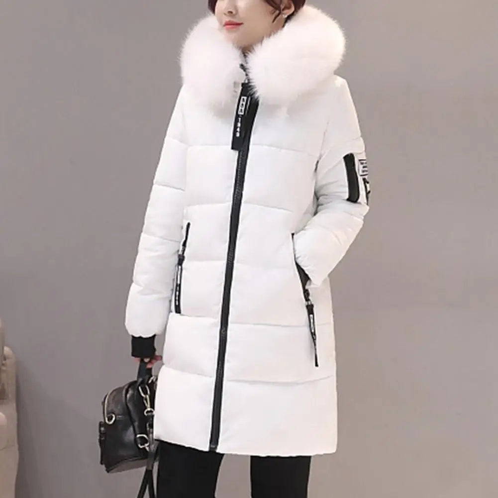Women Winter Jackets Down Cotton Hooded Tops Large Size Parkas Mujer Coats Long Coat Fashion Female Fur Collar Outfits New Year