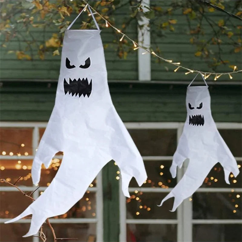 Halloween Ghost Hanging Decorations, Indoor Outdoor Yard Flags Party Supplies, Spooky Home Decoration Accessories