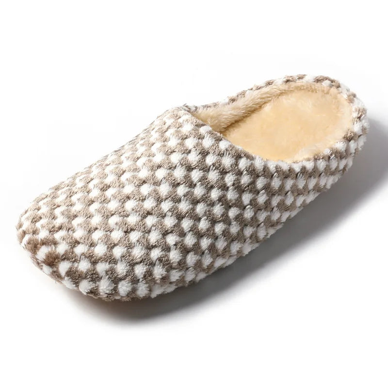 Women Men Winter Warm Slippers Home Bedroom Silent Casual Non Slip Shoes Couples Indoor Soft Sole Cotton Plush Slides