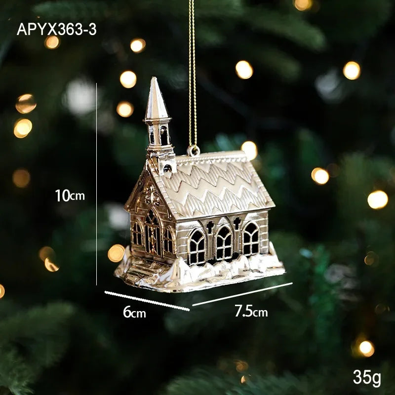 Christmas Decorations Snow House Pendant Xmas Tree Hanging Ornaments Fairy Noel 2026 Merry Christmas Decor Happy New Year 2026
