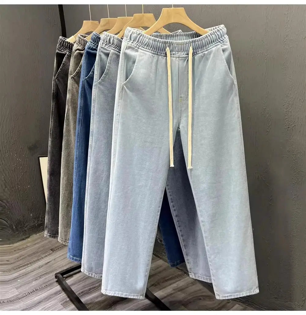 Men's Casual Loose Straight Leg Jeans Thin Wear Resistant Spring Autumn Vintage Workwear Trousers Comfortable Denim Pants