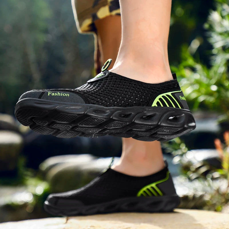 Men Jogging Shoes Casual Sneakers Outdoor Breathable Mesh Women Light Shock-absorption Black Tennis Men Water Shoes Yellow Shoes