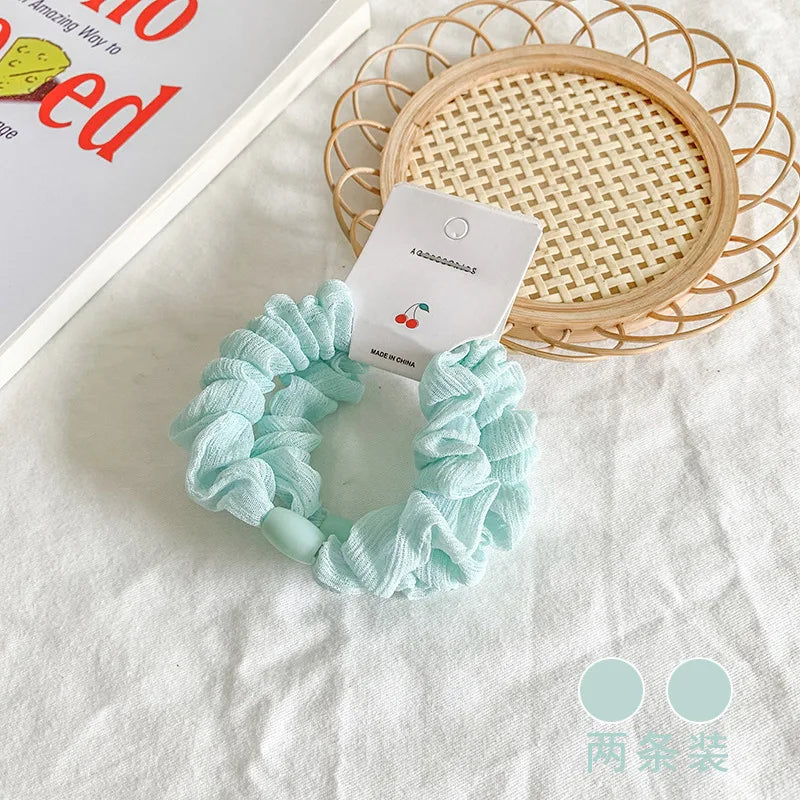 2Pcs Women Elastic Hair Bands Rubber Band Hair Ties for Girls Children Colorful Nylon Scrunchies Headband Kids Hair Accessories