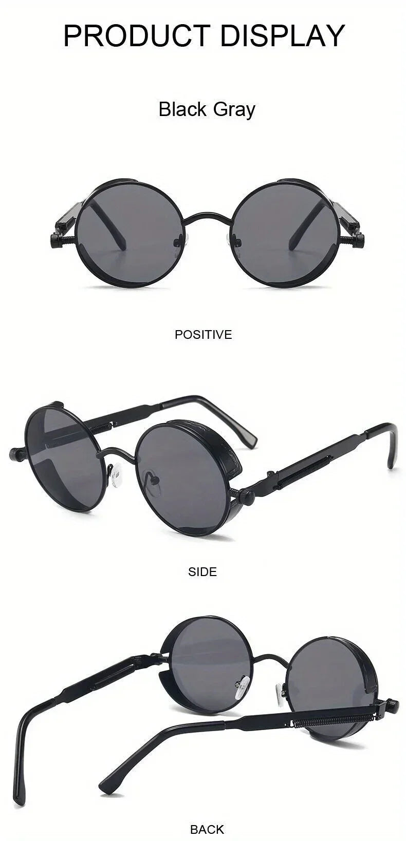 Classic Steampunk Sunglasses for Men and Women Retro Round Metal Frame Sunglasses
