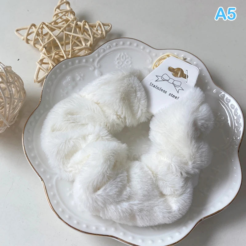 Winter Warm Soft Hair Scrunchies For Women Girls Cute Plush Elastic Hair Band Multicolor Rubber Band Hair Loop Hair Accessories