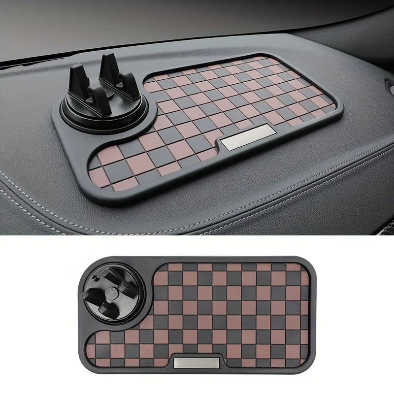 Car Anti-skid Pad Dashboard Center Console  Dashboard Anti Slip Mat with Phone Mount 360-Degree Rotation PVC Key Storage Mat