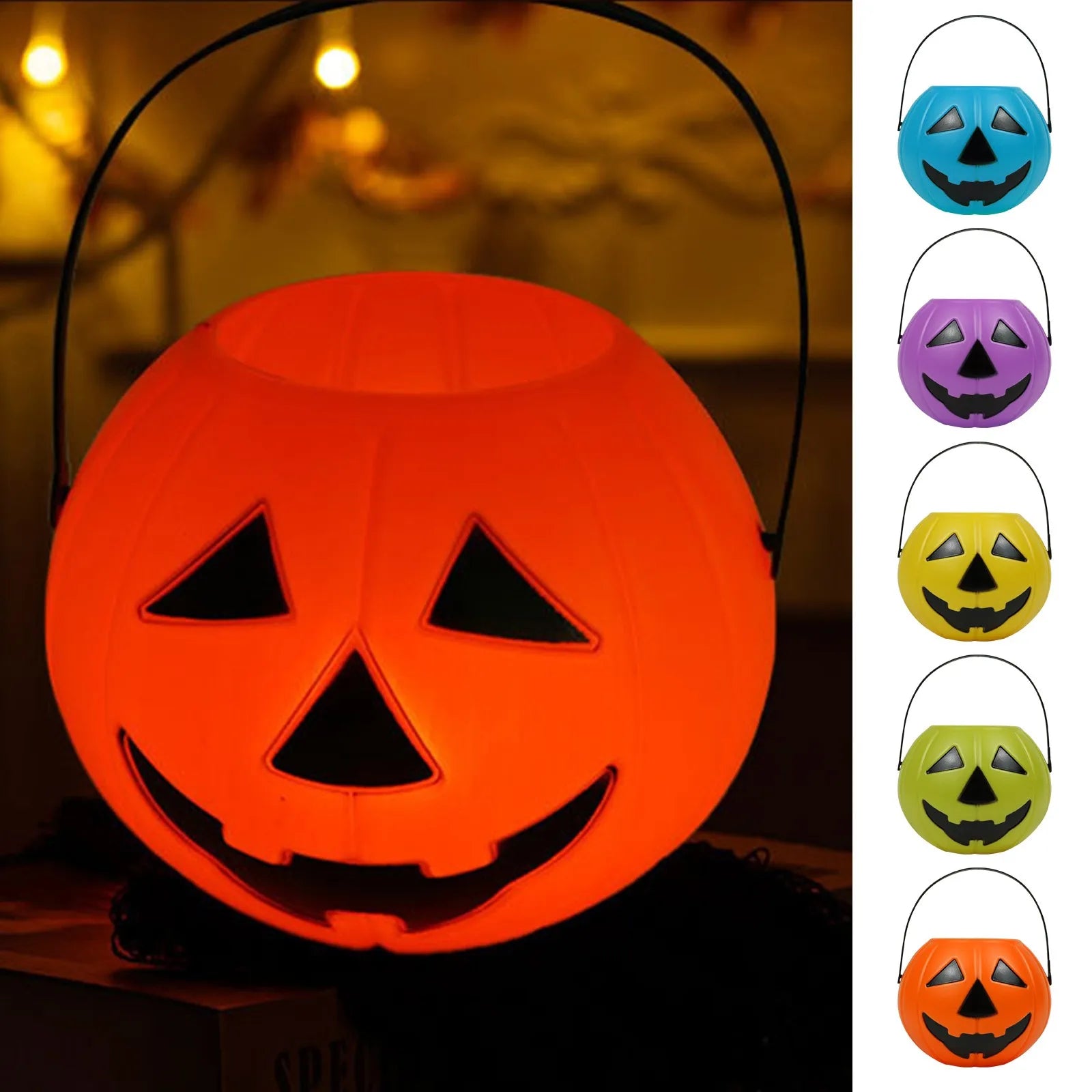 Halloween Candy Bucket Pumpkin Bucket Portable Basket Kids Favor Trick Or Treat Bucket Halloween Party Decoration Supplies